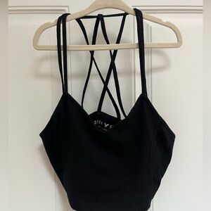 American Eagle strappy long line cropped top black size XS
